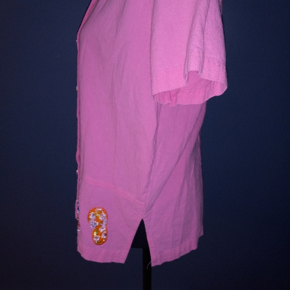 Fashion Classics Pink Flip Flop Embroidered Shirt - Picture 2 of 6